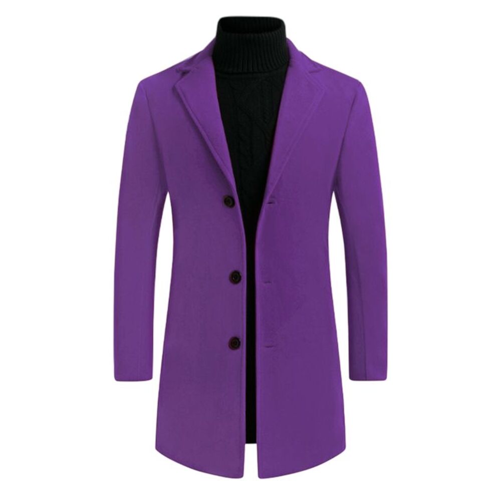Trench Coat Slim Fit Winter Notched Lapel Single Breasted Long Jacket Overcoat